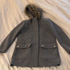 J. Crew Factory Gray Hooded Pea Coat